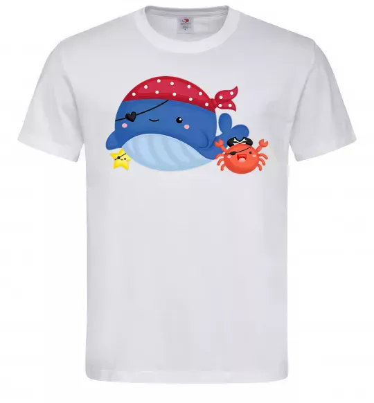 Чоловіча футболка Кит та краб пірати Білий фото