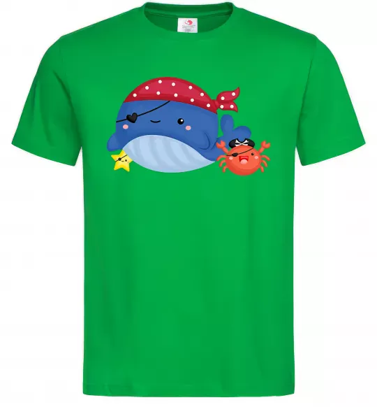 Чоловіча футболка Кит та краб пірати Зелений фото