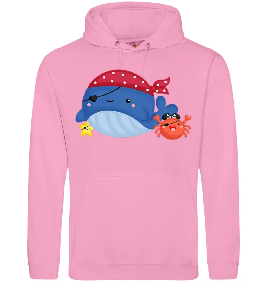 Чоловіча толстовка (худі) Кит та краб пірати Рожевий фото