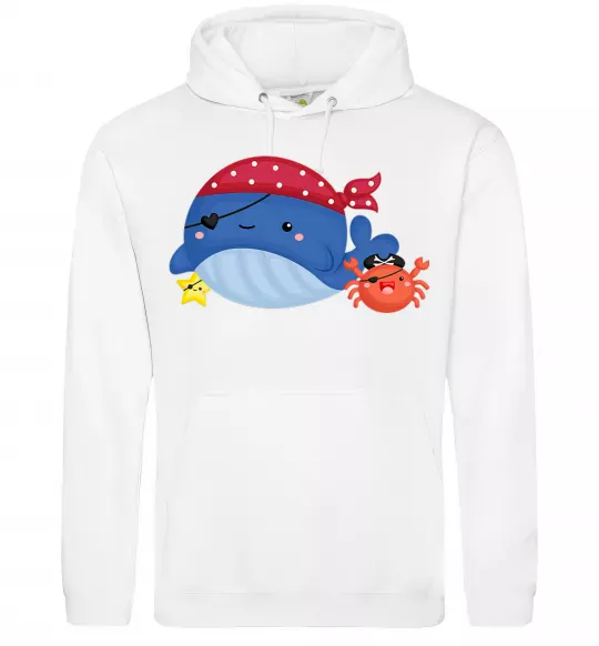 Мужская толстовка (худи) Кит та краб пірати Белый фото