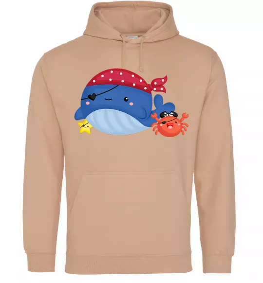 Мужская толстовка (худи) Кит та краб пірати Песочный фото