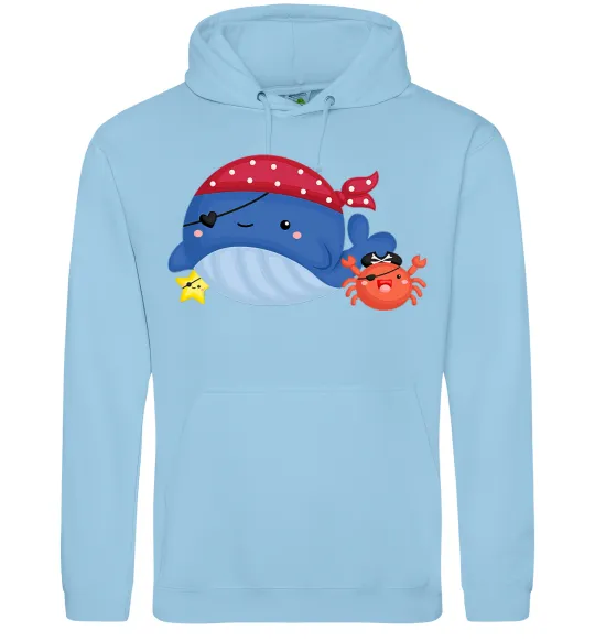Чоловіча толстовка (худі) Кит та краб пірати Блакитний фото
