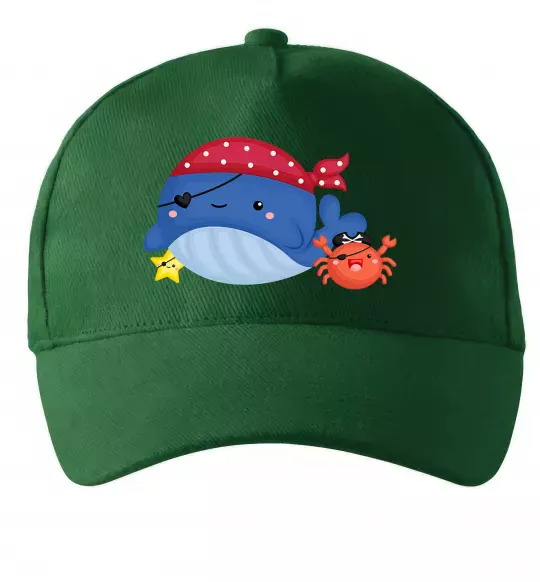Кепка Кит та краб пірати Темно-зеленый фото