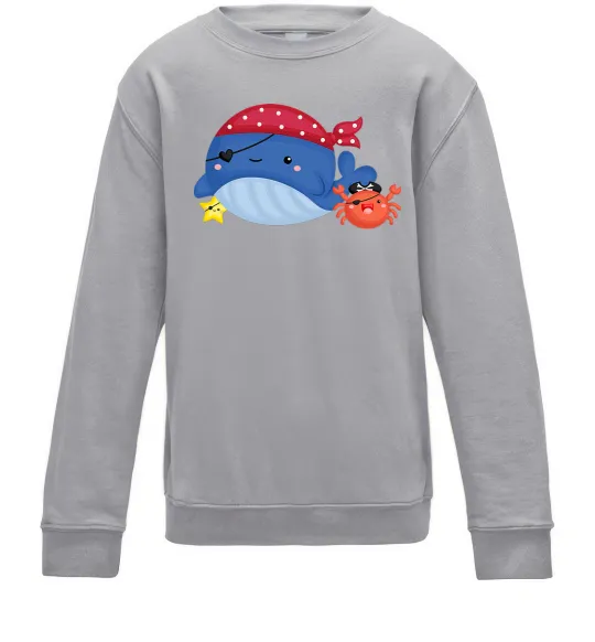 Дитячий світшот Кит та краб пірати Сірий меланж фото
