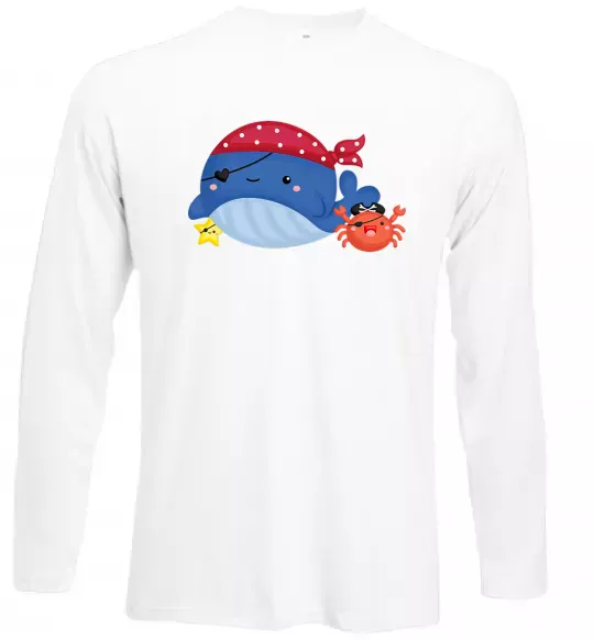 Лонгслив Кит та краб пірати Белый фото