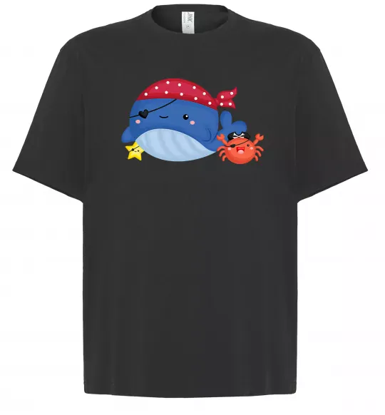 Футболка Оверсайз Кит та краб пірати Черный фото