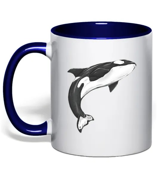 Чашка с цветной ручкой Косатка малюнок Глубокий темно-синий фото