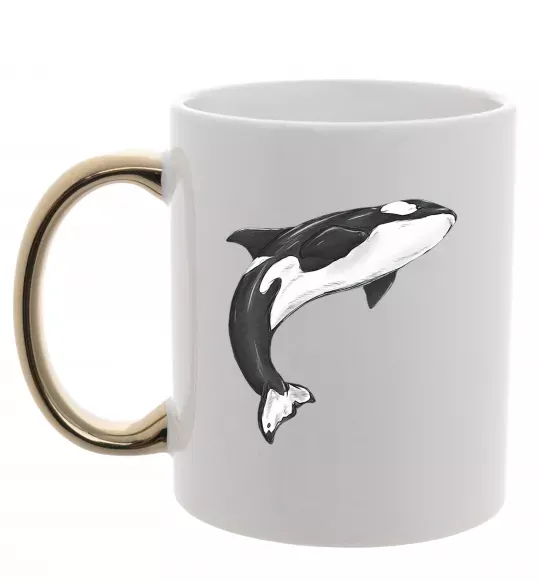 Чашка с цветной ручкой Косатка малюнок Золото фото