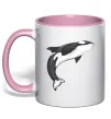 Чашка с цветной ручкой Косатка малюнок Нежно розовый фото