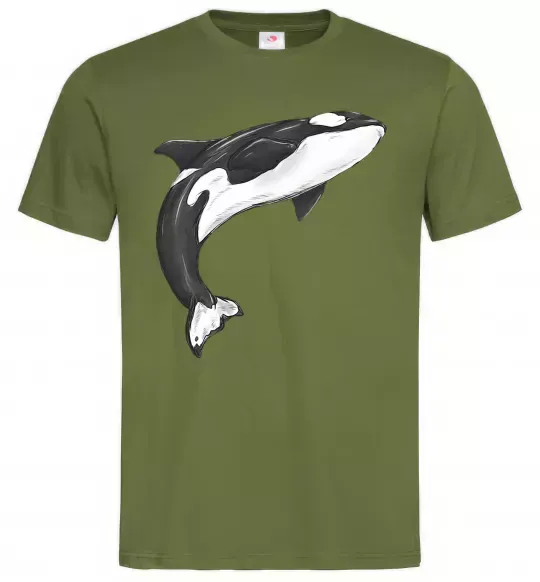 Мужская футболка Косатка малюнок Оливковый фото