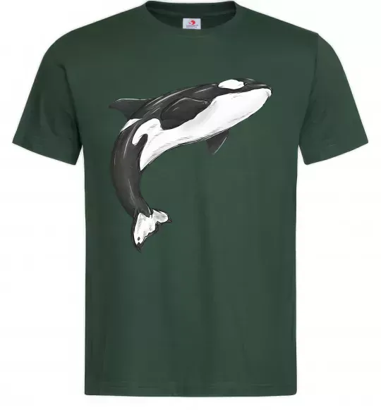 Мужская футболка Косатка малюнок Темно-зеленый фото