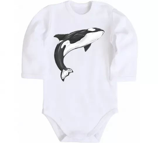 Дитячий бодік Косатка малюнок Білий фото