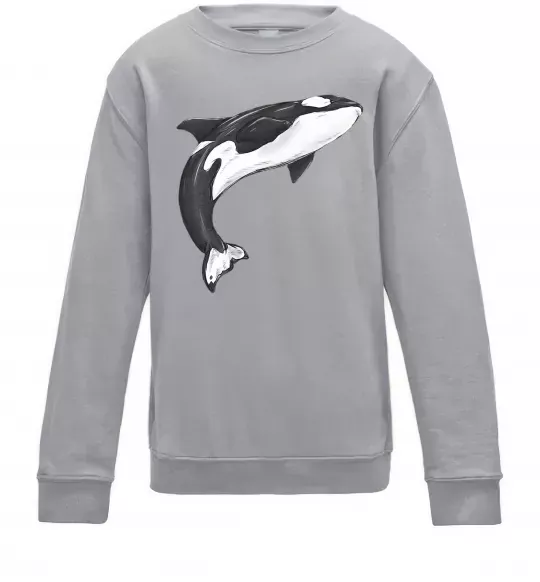 Детский Свитшот Косатка малюнок Серый меланж фото