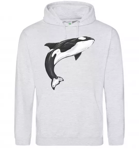 Жіноча толстовка (худі) Косатка малюнок Сірий меланж фото