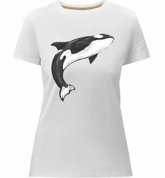 Женская премиум футболка Косатка малюнок Белый фото