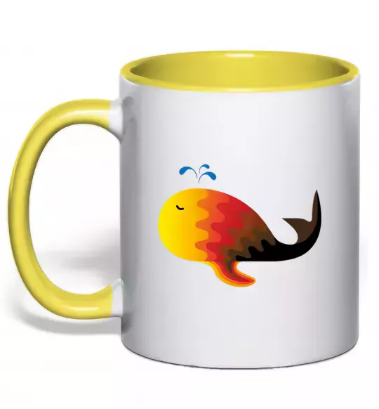 Чашка з кольоровою ручкою Кит градієнт помаранчевий Сонячно жовтий фото