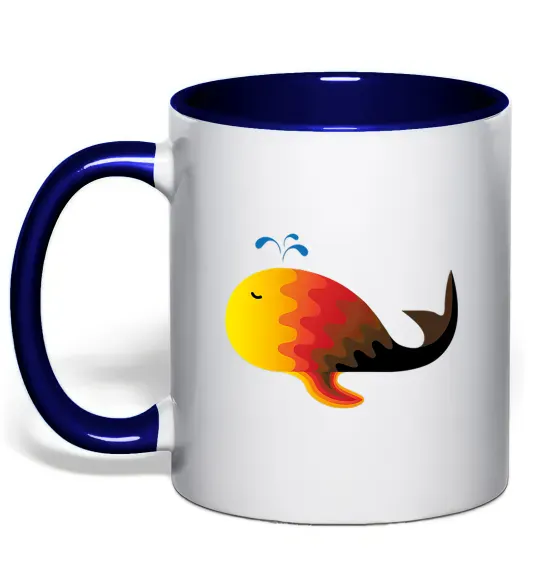 Чашка з кольоровою ручкою Кит градієнт помаранчевий Глибокий темно-синій фото