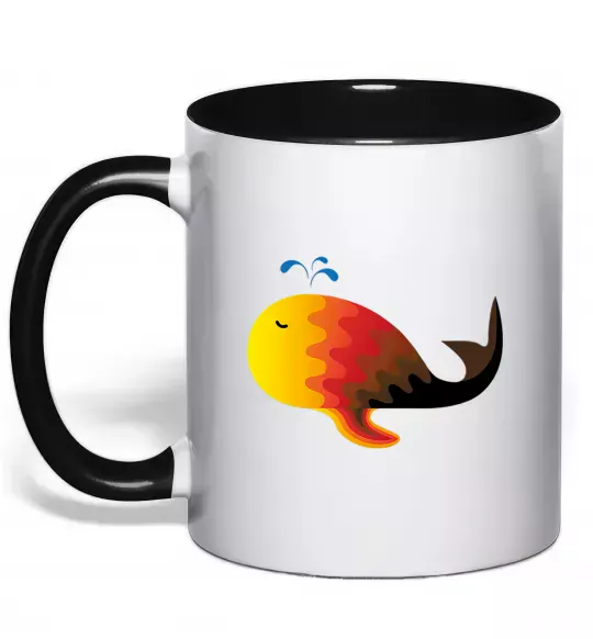 Чашка з кольоровою ручкою Кит градієнт помаранчевий Чорний фото