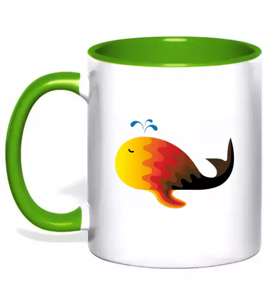 Чашка з кольоровою ручкою Кит градієнт помаранчевий Зелений фото