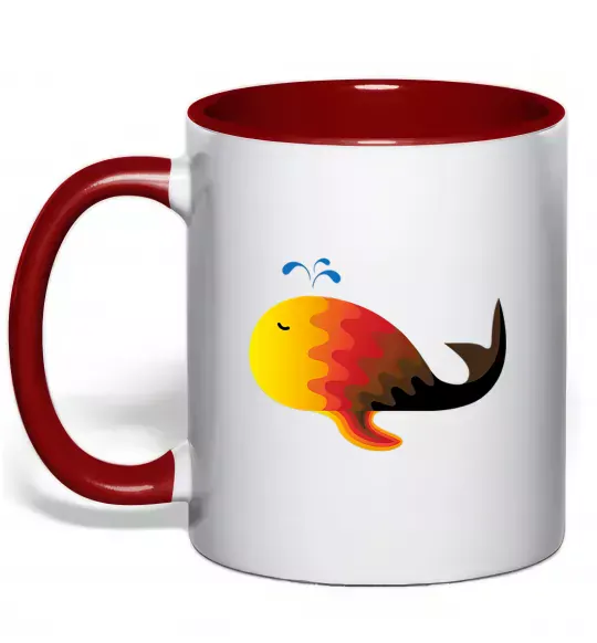 Чашка з кольоровою ручкою Кит градієнт помаранчевий Червоний фото