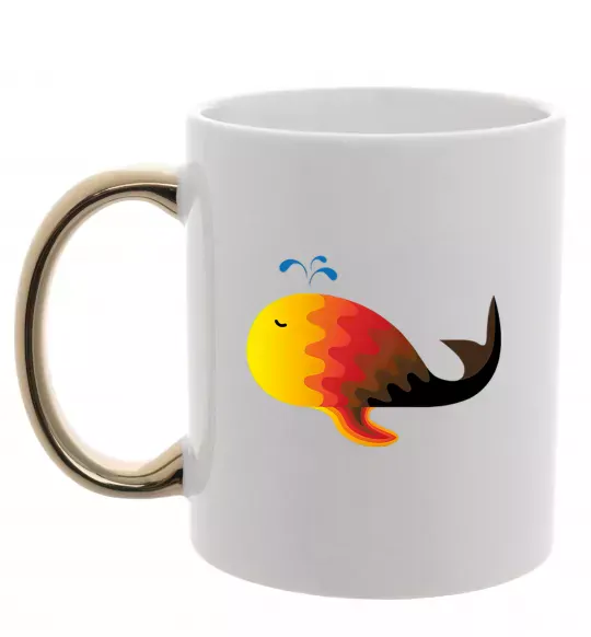 Чашка з кольоровою ручкою Кит градієнт помаранчевий Золото фото