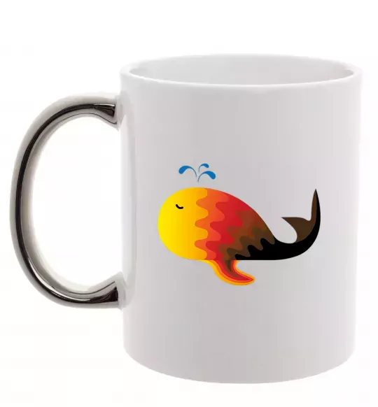 Чашка з кольоровою ручкою Кит градієнт помаранчевий Срібло фото