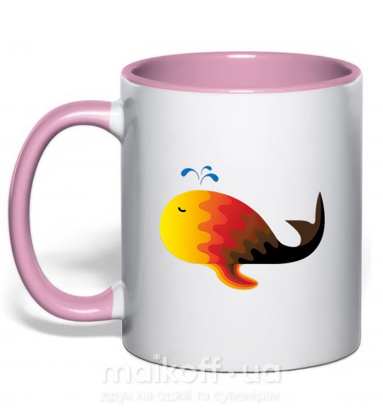 Чашка с цветной ручкой Кит градиент оранжевый Нежно розовый фото