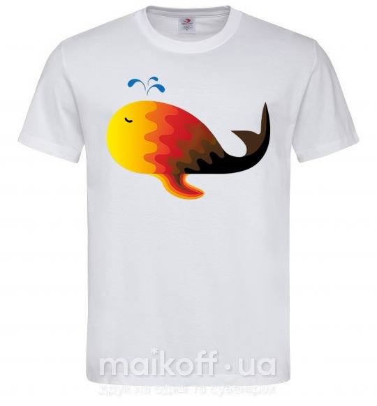 Мужская футболка Кит градиент оранжевый Белый фото