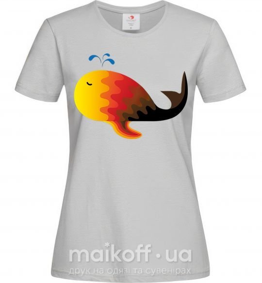 Женская футболка Кит градиент оранжевый Серый фото