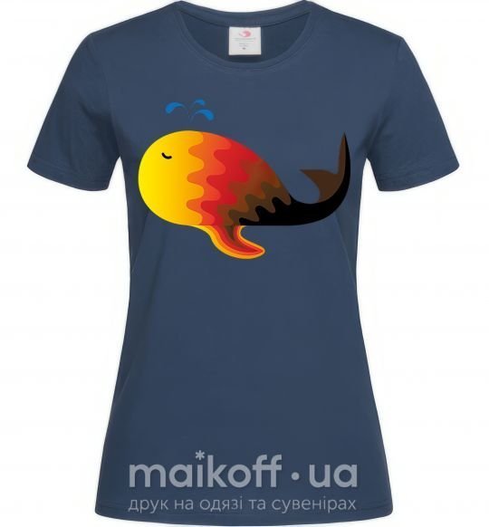Женская футболка Кит градиент оранжевый Темно-синий фото