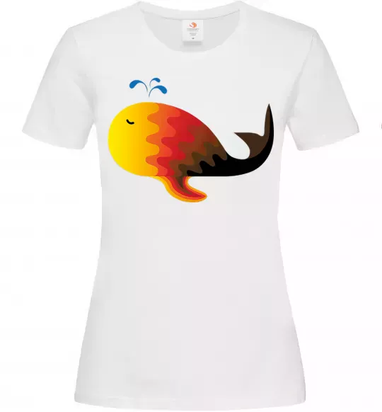 Женская футболка Кит градієнт помаранчевий Белый фото