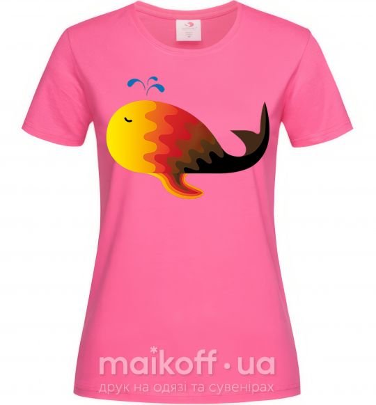 Женская футболка Кит градиент оранжевый Ярко-розовый фото
