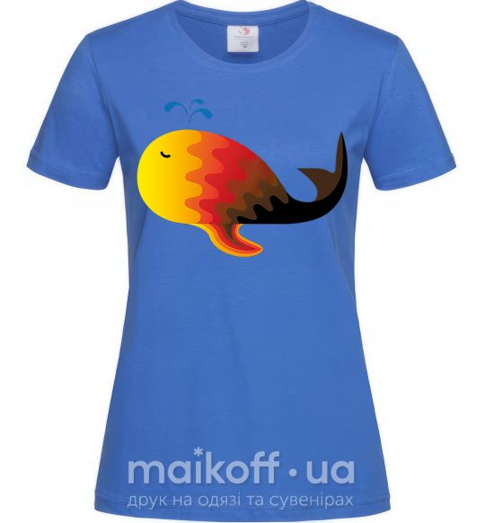 Женская футболка Кит градиент оранжевый Ярко-синий фото