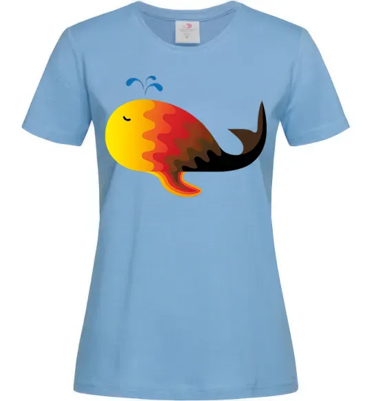 Женская футболка Кит градієнт помаранчевий Голубой фото