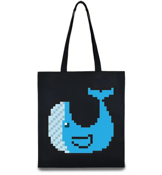 Еко-сумка Кит в пікселях Чорний фото