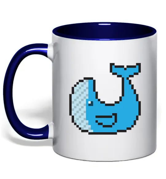 Чашка з кольоровою ручкою Кит в пікселях Глибокий темно-синій фото