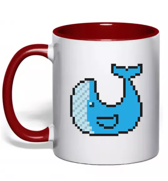 Чашка з кольоровою ручкою Кит в пікселях Червоний фото