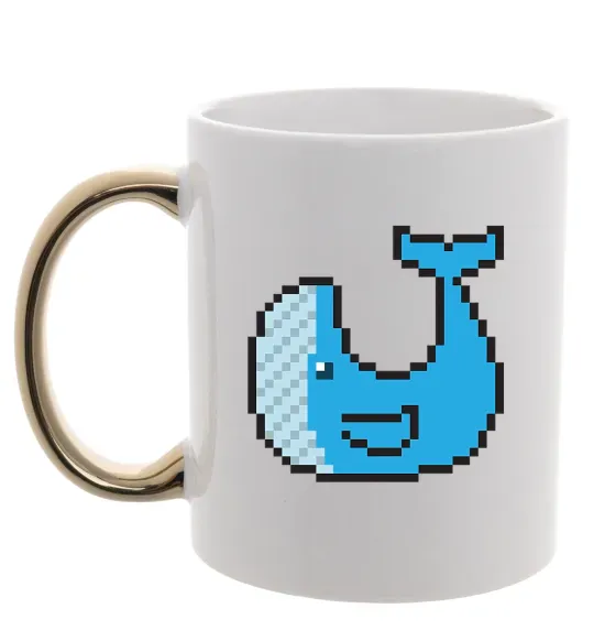 Чашка з кольоровою ручкою Кит в пікселях Золото фото