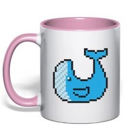 Чашка з кольоровою ручкою Кит в пікселях