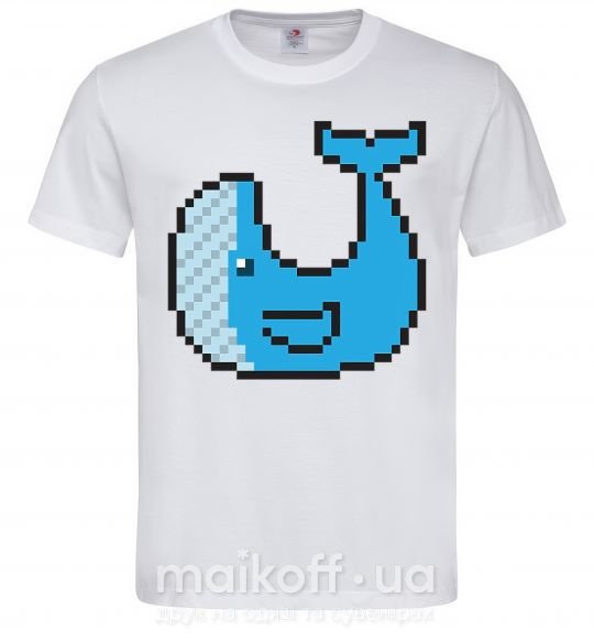 Мужская футболка Кит в пикселях Белый фото