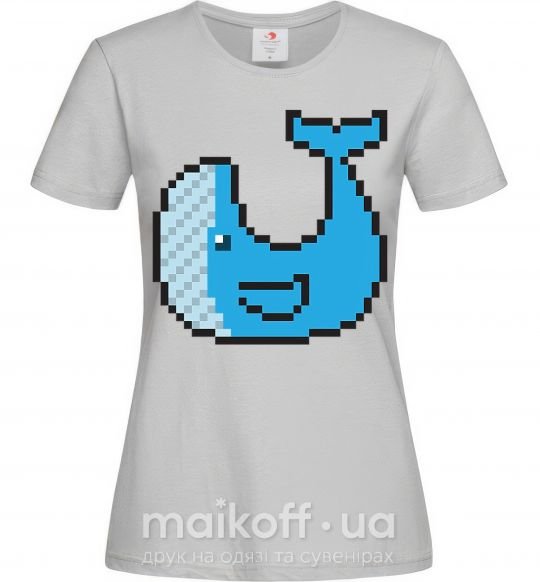 Жіноча футболка Кит в пикселях Сірий фото