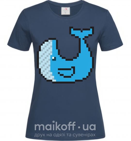 Женская футболка Кит в пикселях Темно-синий фото