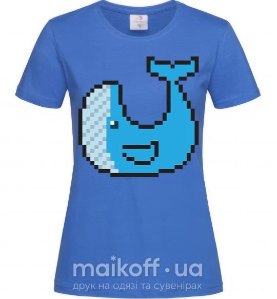 Женская футболка Кит в пикселях Ярко-синий фото