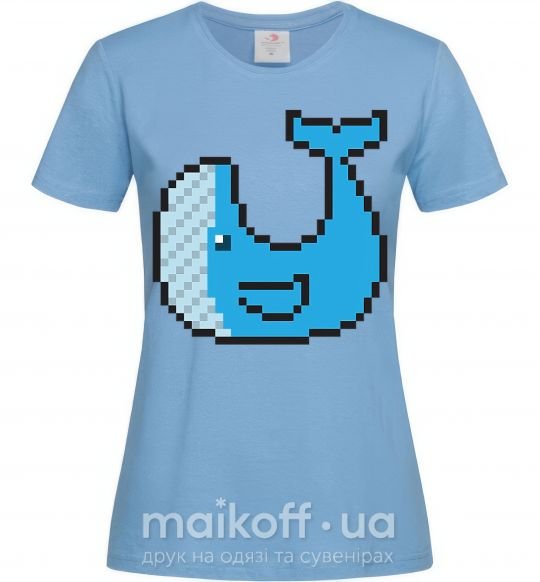 Женская футболка Кит в пикселях Голубой фото