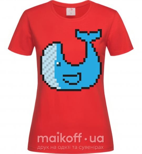 Жіноча футболка Кит в пикселях Червоний фото