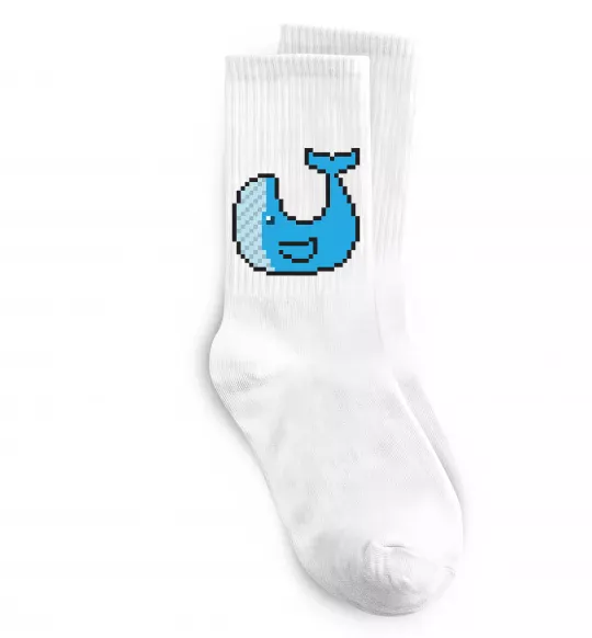 Носки Кит в пікселях Белый фото