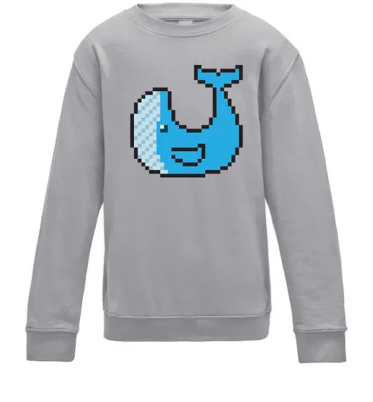 Детский Свитшот Кит в пікселях Серый меланж фото