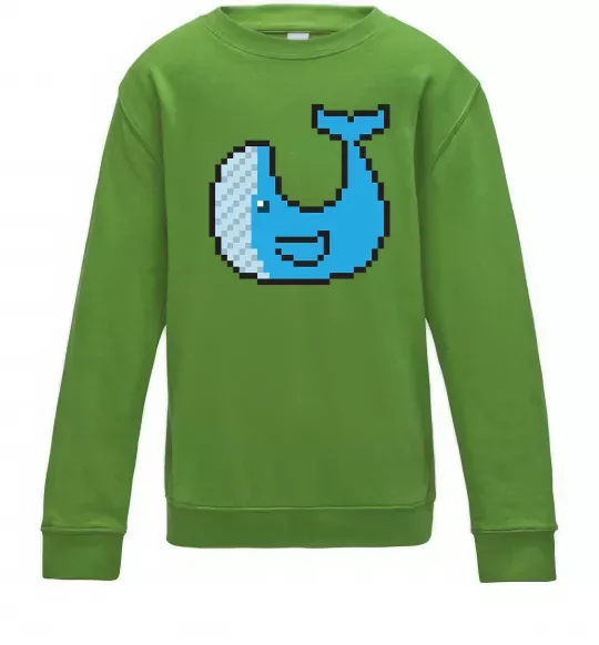 Детский Свитшот Кит в пікселях Лаймовый фото