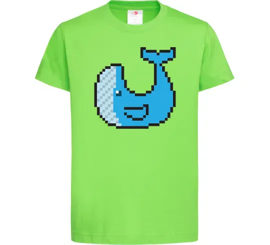 Дитяча футболка Кит в пікселях Лаймовий фото