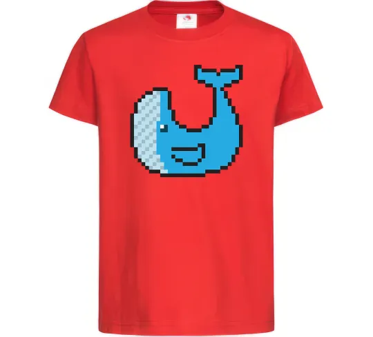 Дитяча футболка Кит в пікселях Червоний фото